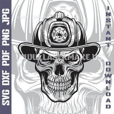 Firefighter Skull SVG laser ready files - 3DWave.us